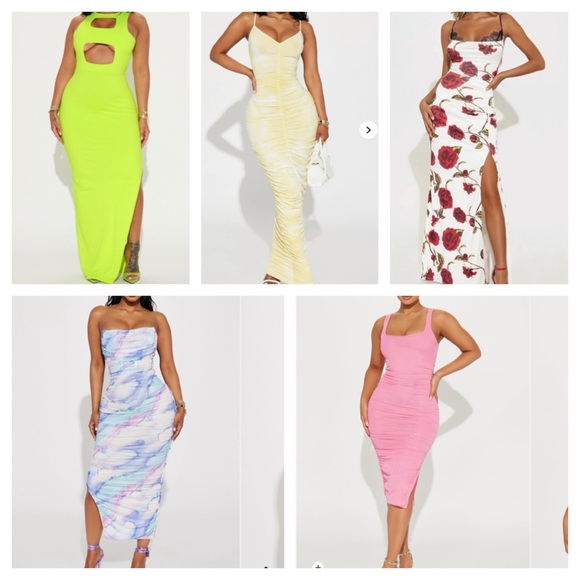 Lot Bundle of 5 Fashion Nova Maxi/Midi Dresses New w Tag Size Med Large - Picture 1 of 14